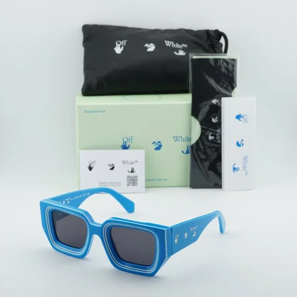 Off-White OERI048 FRANCISCO 4507 Square Sunglasses – Blue/Grey - Picture 1 of 9